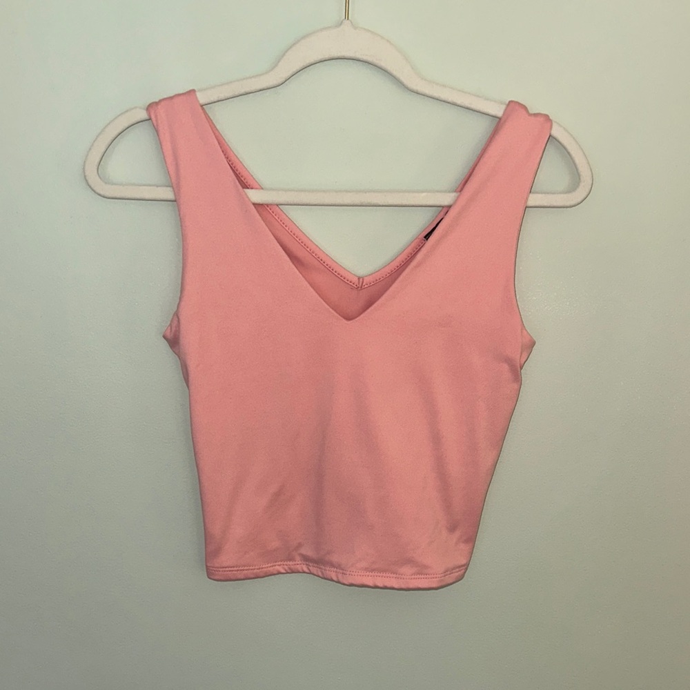 Sleeveless V-Neck Top in Soft Pink